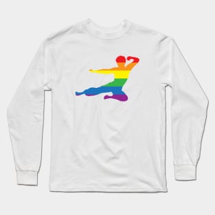 Kung Fu -  fly kick logo LGBT+ rainbow pride colours Long Sleeve T-Shirt